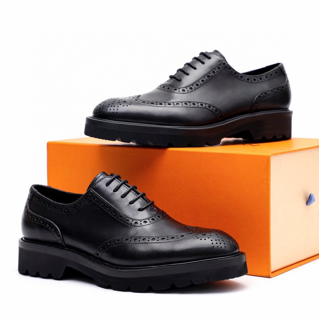 Black Leather Platform Loafers