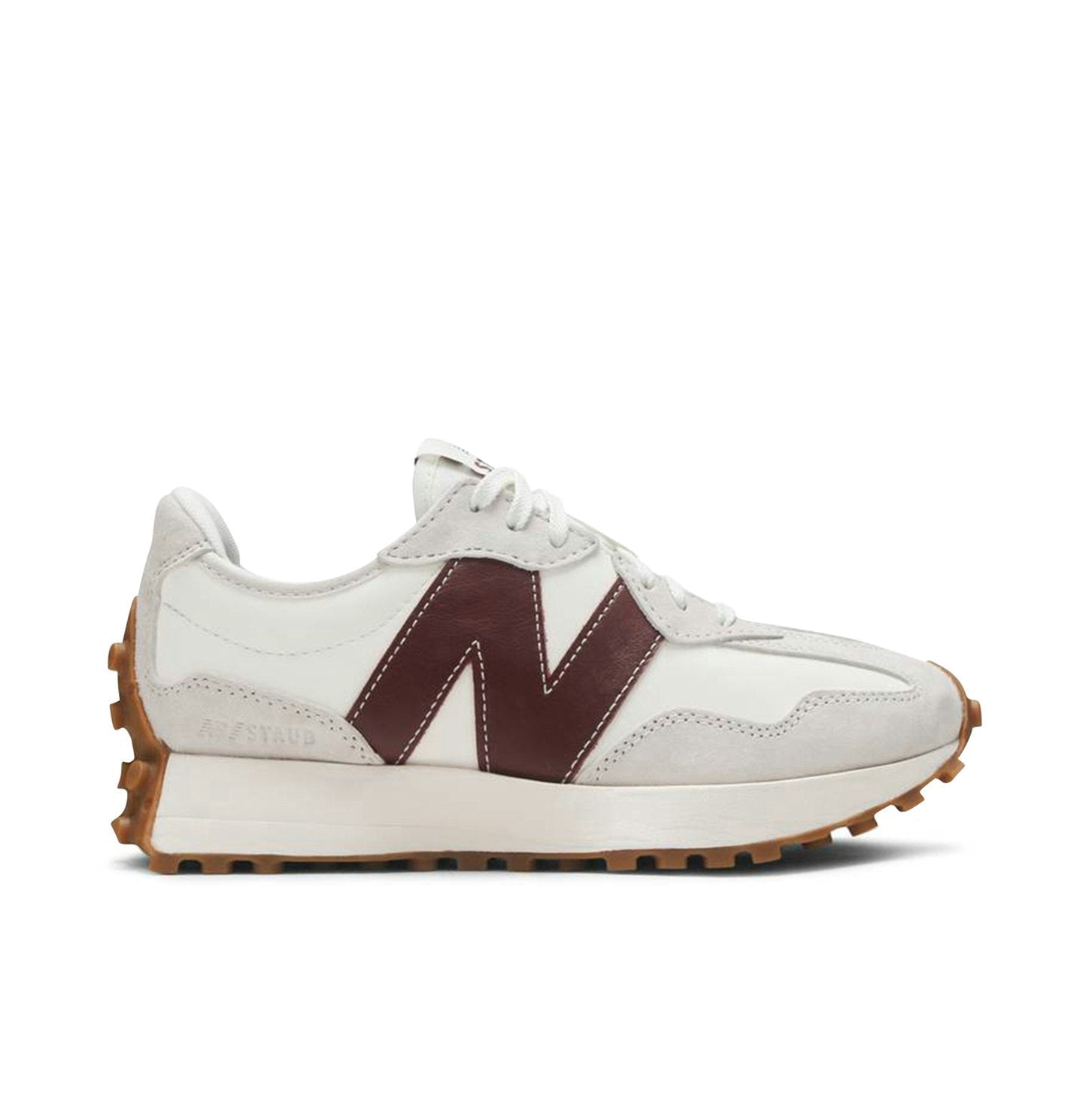 STAUD X NEW BALANCE 327 GREY BURGUNDY WOMENS
