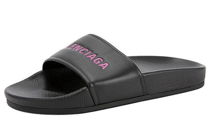 (WMNS) Balenciaga Alphabet Pattern Black Slippers 517226WAL001085 #