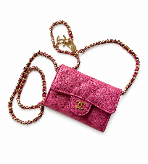 Elegant Pink Quilted Chain Crossbody Bag