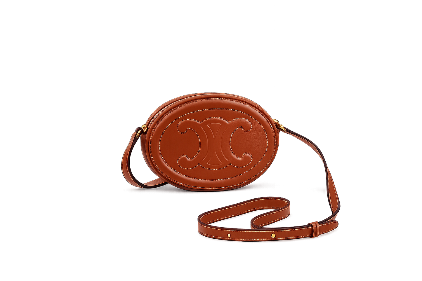 Vintage Brown Oval Crossbody Bag – Elegant Women's Shoulder Purse
