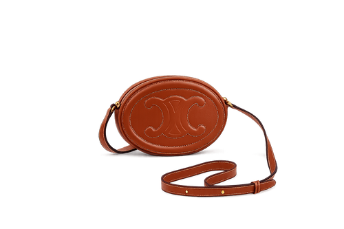 Vintage Brown Oval Crossbody Bag – Elegant Women's Shoulder Purse