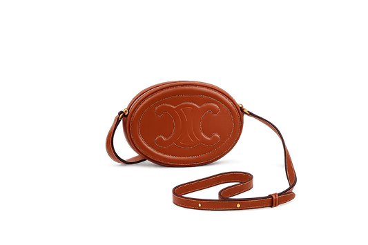 Vintage Brown Oval Crossbody Bag – Elegant Women's Shoulder Purse