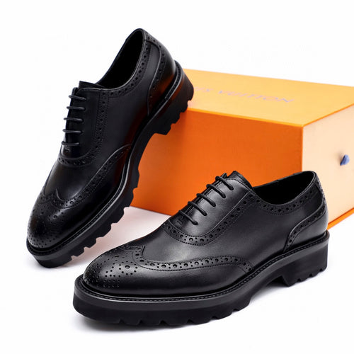 Black Leather Platform Loafers