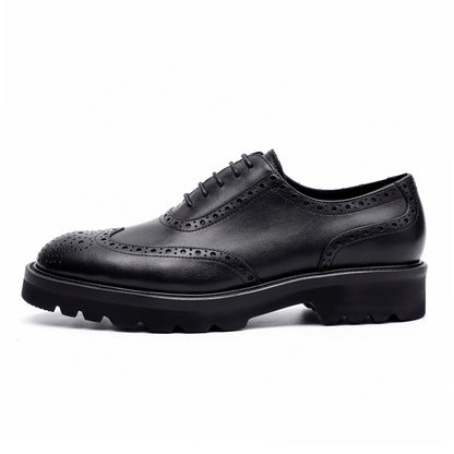 Black Leather Platform Loafers